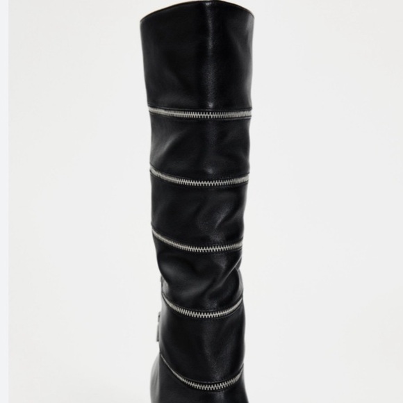 ZARA 100% SOFT LEATHER ZIPPERED BOOTS - Picture 11 of 14